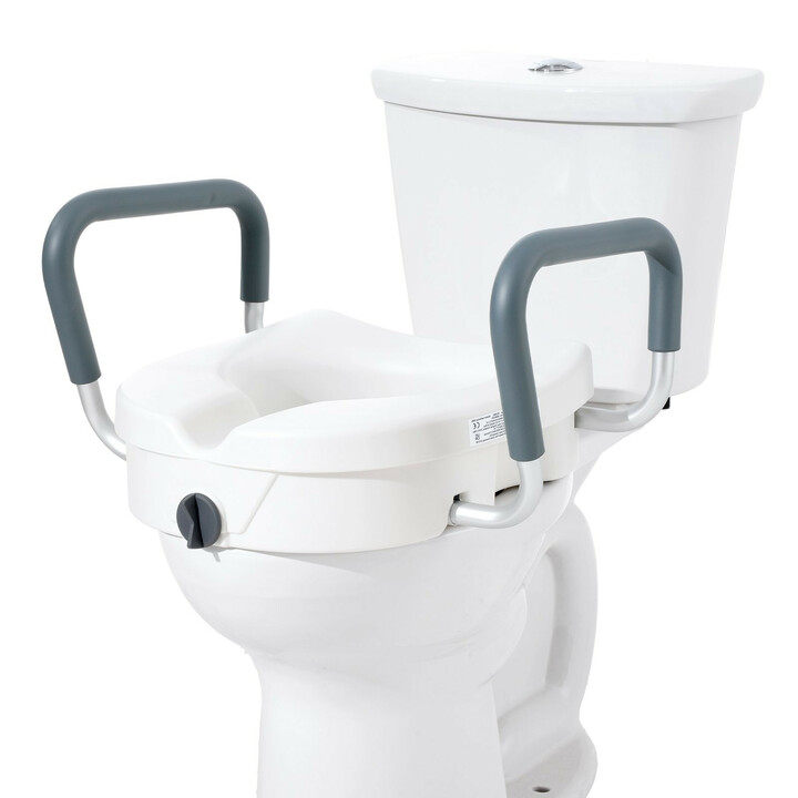 Korotettu WC-istuin käsinojilla 127 mm, alumiini/muovi, enint. 158,7 kg, FBL760602