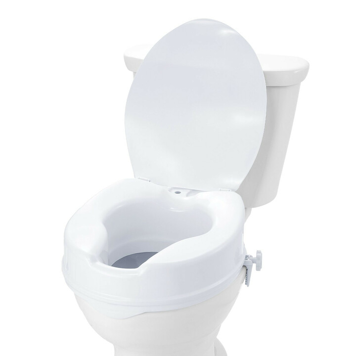 Korotettu wc-istuin 100 mm universaali, lukitusruuvit, mukana istuinkansi, kantavuus 136 kg