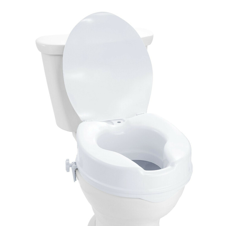 Korotettu wc-istuin 100 mm universaali, lukitusruuvit, mukana istuinkansi, kantavuus 136 kg