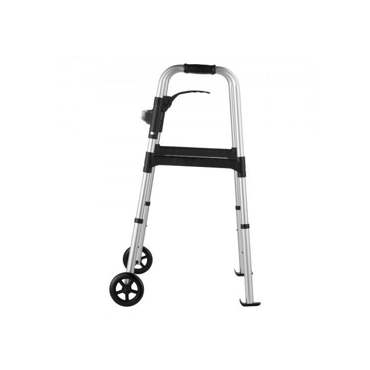 Vikbar gåstolpe med framhjul höjdjusterbar 775 955 mm aluminium bärförmåga 159 kg modell FBL825309