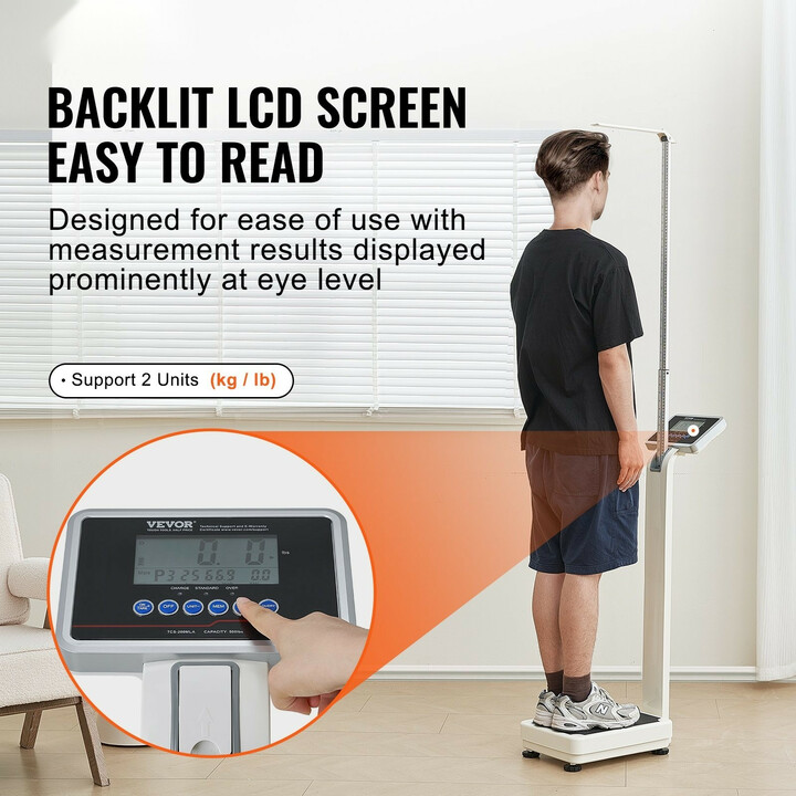Lääkärivaaka TCS-200MLA digitaalinen ammattivaaka painon ja pituuden mittaukseen 226,8 kg