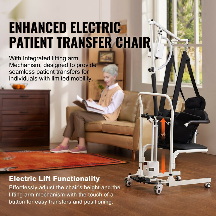 Sähköinen siirto- ja nostotuoli XFL-QX-YW03, 5-in-1 suihku- ja wc-tuoli, siirtopyörätuoli, nostovyö, 220 lbs kantavuus