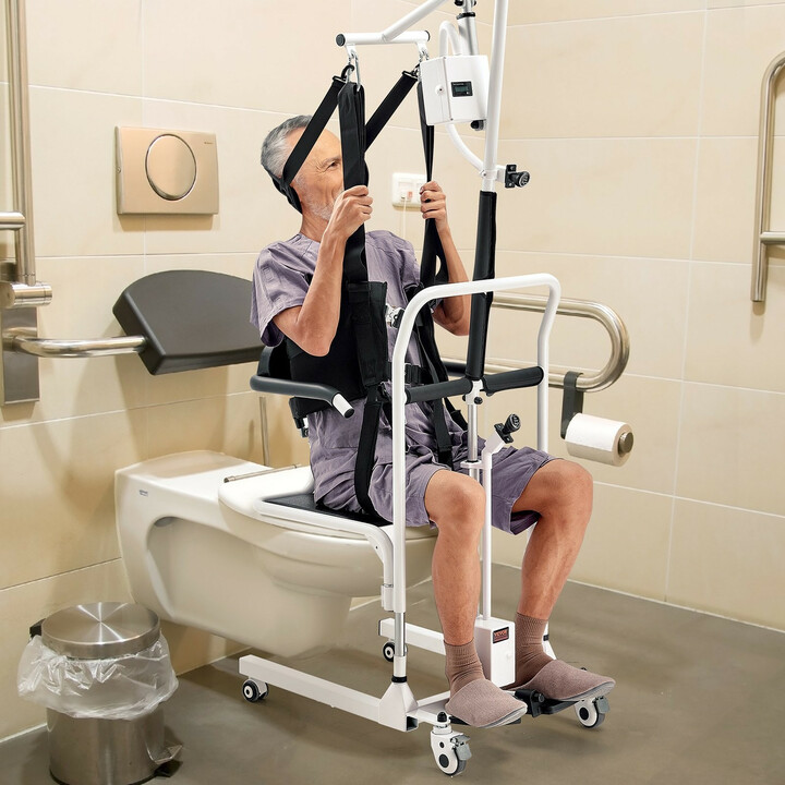 Sähköinen siirto- ja nostotuoli XFL-QX-YW03, 5-in-1 suihku- ja wc-tuoli, siirtopyörätuoli, nostovyö, 220 lbs kantavuus