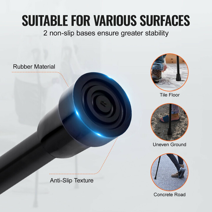 Säädettävät kyynärsauvat aikuisille, taittuvat, alumiinia, avoin mansetti, max 350 kg, 1 pari