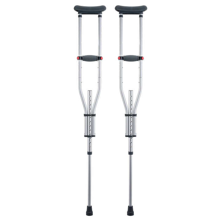 Säädettävät kainalosauvat aikuisille ja nuorille, alumiini, pehmeä kainalotuki, 13-portainen säätö, 1 pari