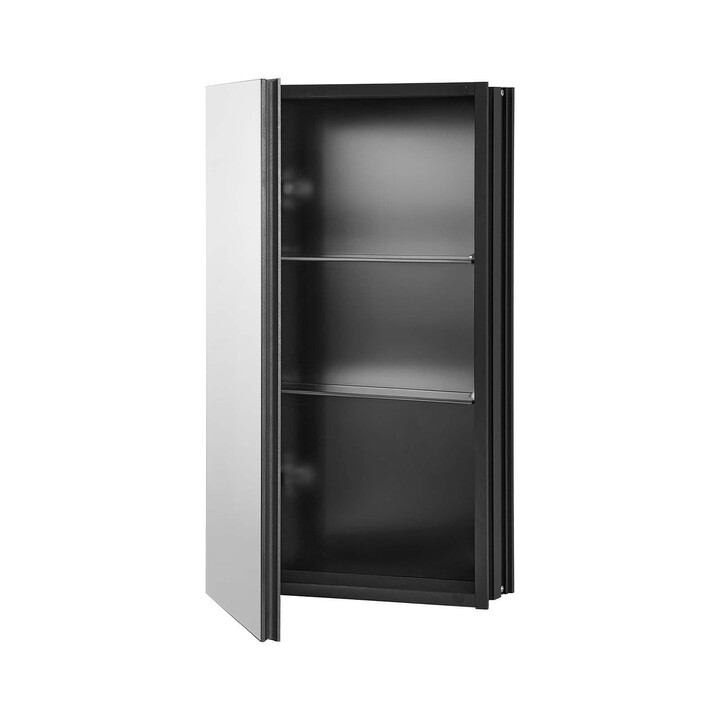 Badrumsmedicinskåp med spegel 355x135x610 mm aluminiumram 2 justerbara hyllor infälld och väggmontering