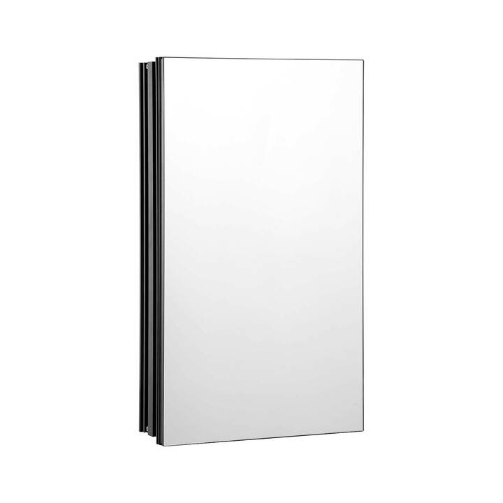 Kylpyhuoneen lääkekaappi peilillä 355x135x610 mm, alumiinirunko, 2 säädettävää hyllyä, uppo- ja seinäasennus