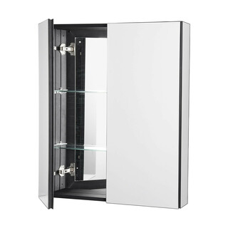 Medicinskåp för badrum med spegel aluminiumram 2 justerbara glashyllor vägg och inbyggd montering 662 x 135 x 762 mm
