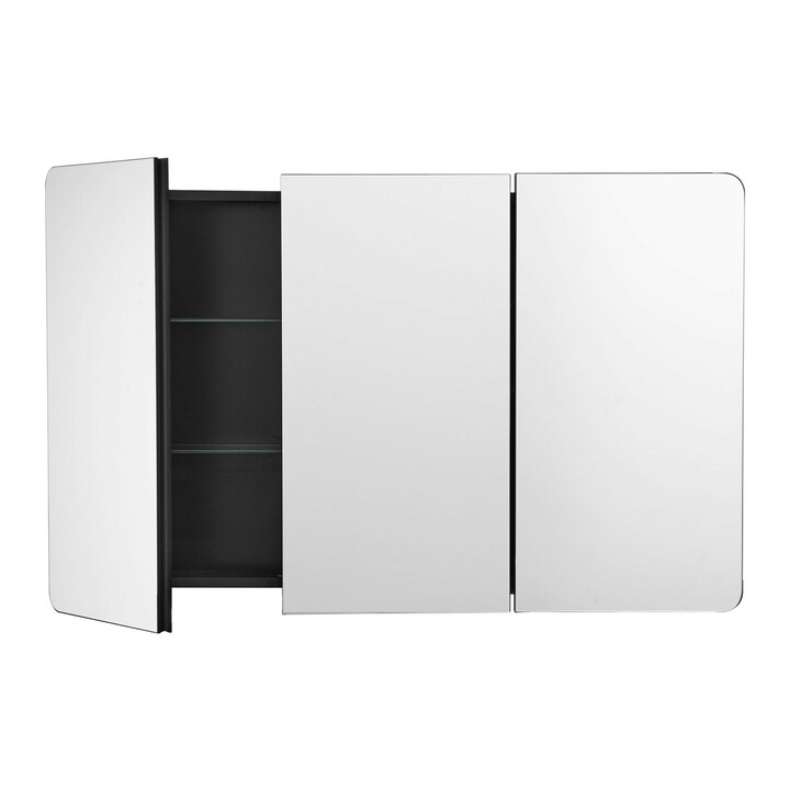 Medicinskåp med spegel för badrum aluminiumram justerbara glashyllor 3 dörrar modell ML40 25 5 3