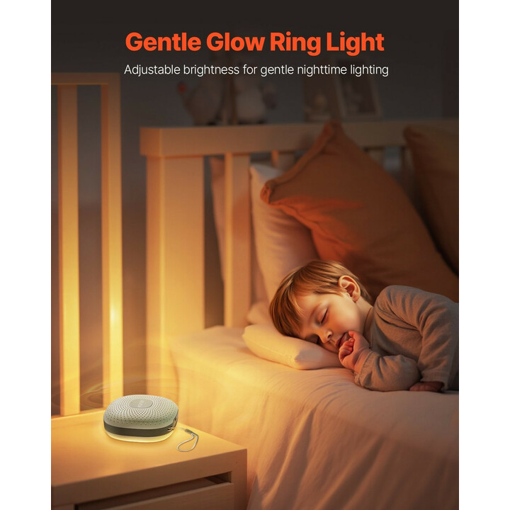 Unilaite valkoinen kohina 21 rauhoittavaa ääntä ajastin rengasvalo ladattava kannettava ripustettava HFD-W13