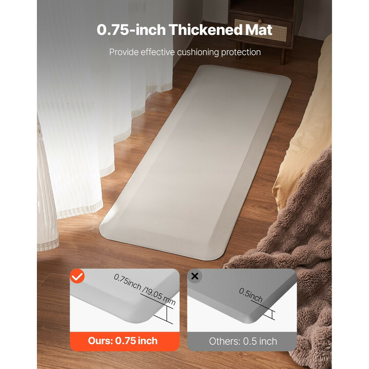 Kaatumismatto ikääntyneille ja potilaille, harmaa, 609,6 × 1778 mm, 19,05 mm, PVC + PU-vaahto, liukuestopohja