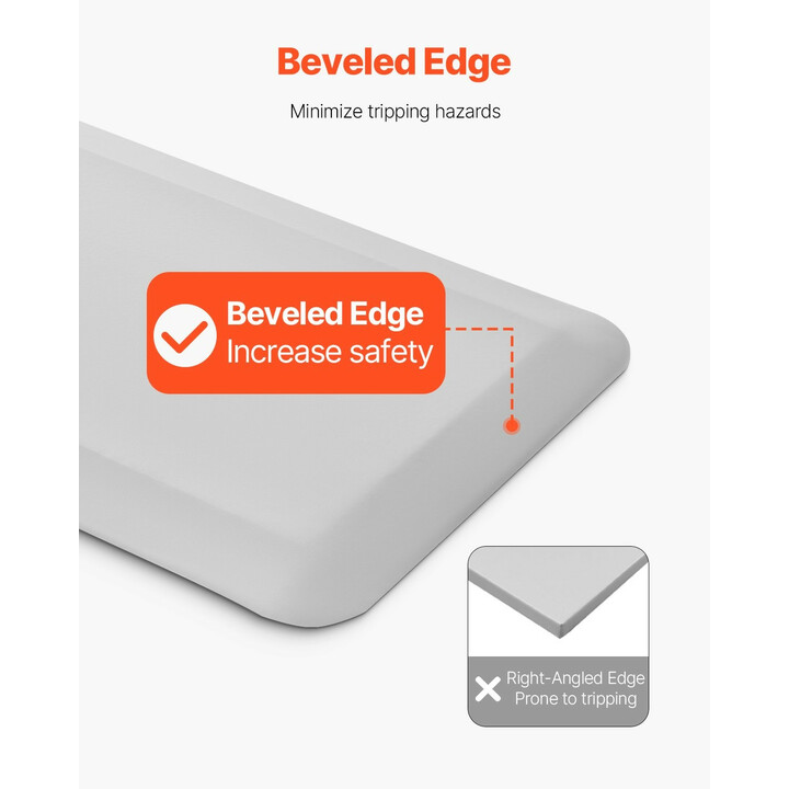 Kaatumismatto ikääntyneille ja potilaille, harmaa, 609,6 × 1778 mm, 19,05 mm, PVC + PU-vaahto, liukuestopohja