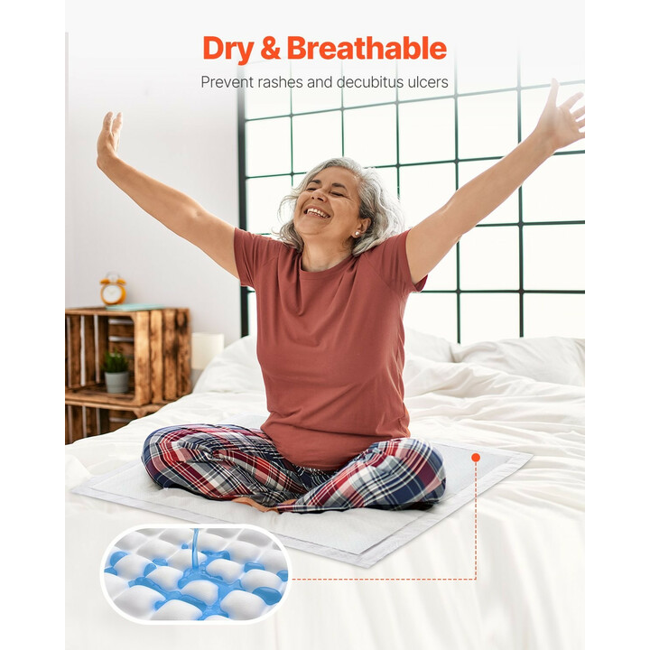 Kertakäyttöiset alusliinat 762 x 914,5 mm, 5-kerroksinen, erittäin imukykyinen vuodesuoja, 70 kpl