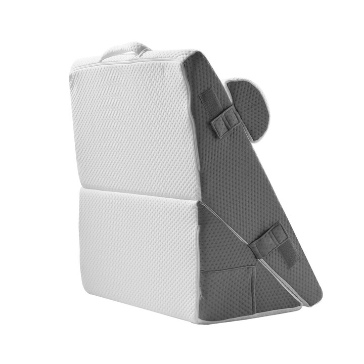 Säädettävä kiilatyynysetti sänkyyn 3-osainen, ortopedinen tuki, jacquard-päällinen, korkeatiheyksinen vaahto, valkoinen/harmaa