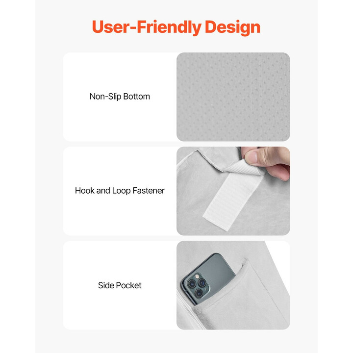 Säädettävä kiilatyyny 4-osainen ortopedinen setti selälle, jaloille, niskalle ja hartioille, valkoinen/harmaa