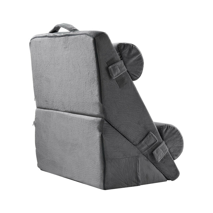 KD017 4 delat ortopediskt kilkuddset i mörkgrått sammetsöverdrag