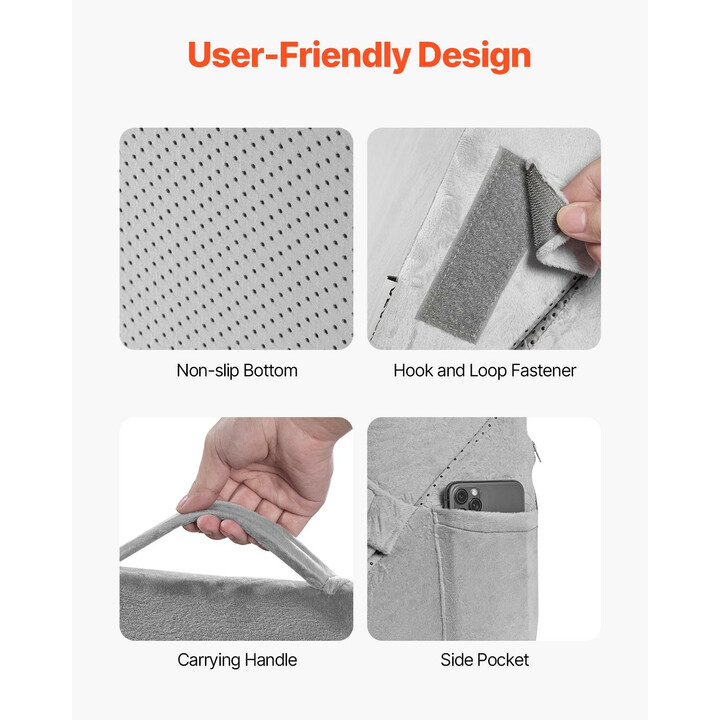 3-osainen säädettävä ortopedinen kiilatyynysetti nukkumiseen ja leikkauksen jälkeiseen tukeen, tummanharmaa, pestävä päällinen