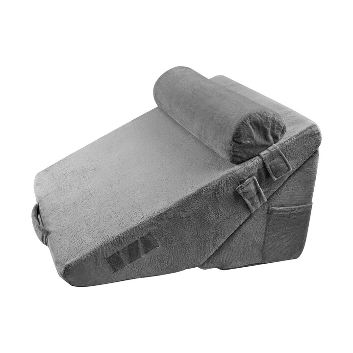 3-osainen säädettävä ortopedinen kiilatyynysetti nukkumiseen ja leikkauksen jälkeiseen tukeen, tummanharmaa, pestävä päällinen