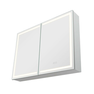 Upplyst medicinskåp med spegel 60 x 80 cm LED 3 färgad dimbar minnesfunktion justerbara hyllor vägguttag och USB