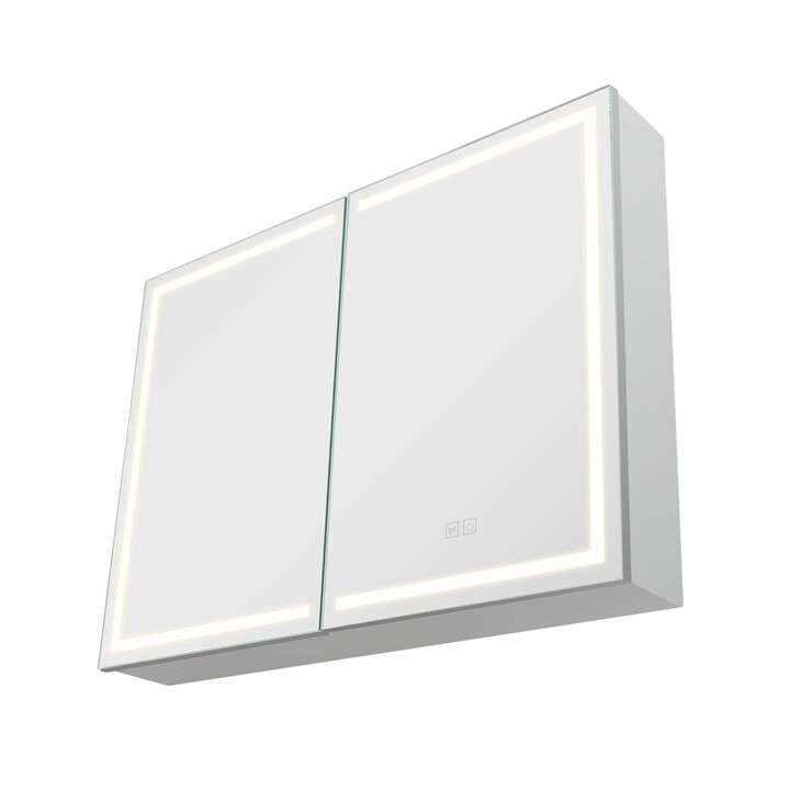 Upplyst medicinskåp med spegel 60 x 80 cm LED 3 färgad dimbar minnesfunktion justerbara hyllor vägguttag och USB