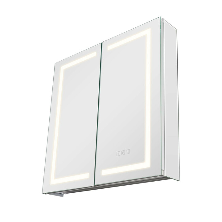 LED spegelskåp för badrum CAD 304 65x12 5x65 cm dimbart 3 färgtemperaturer avfuktning justerbara hyllor