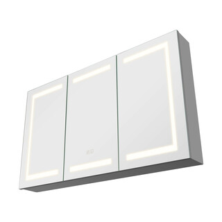 Upplyst medicinskåp med spegel 100 x 60 cm 3 färgad dimbar LED 2 justerbara hyllor vägguttag och USB modell CTT 301