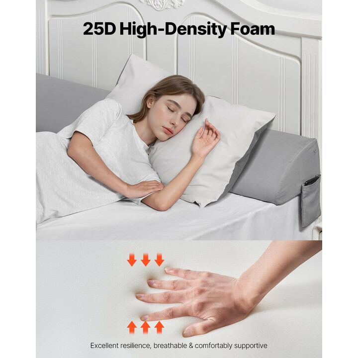 Sängynpäätytyyny vuodekiila 1930 x 200 x 152 mm sängyn raon täyttöön 25D vaahto harmaa JXZ-8