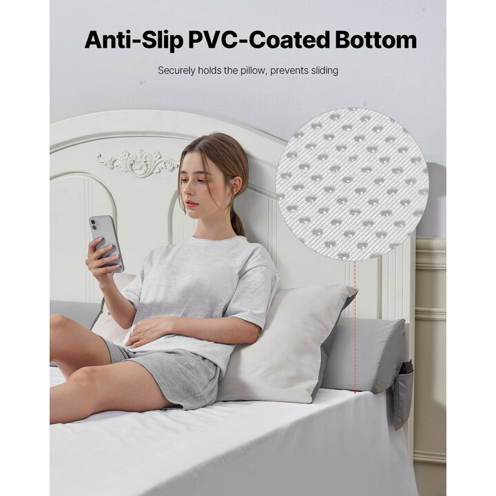 Sängynpäätytyyny vuodekiila 1930 x 200 x 152 mm sängyn raon täyttöön 25D vaahto harmaa JXZ-8