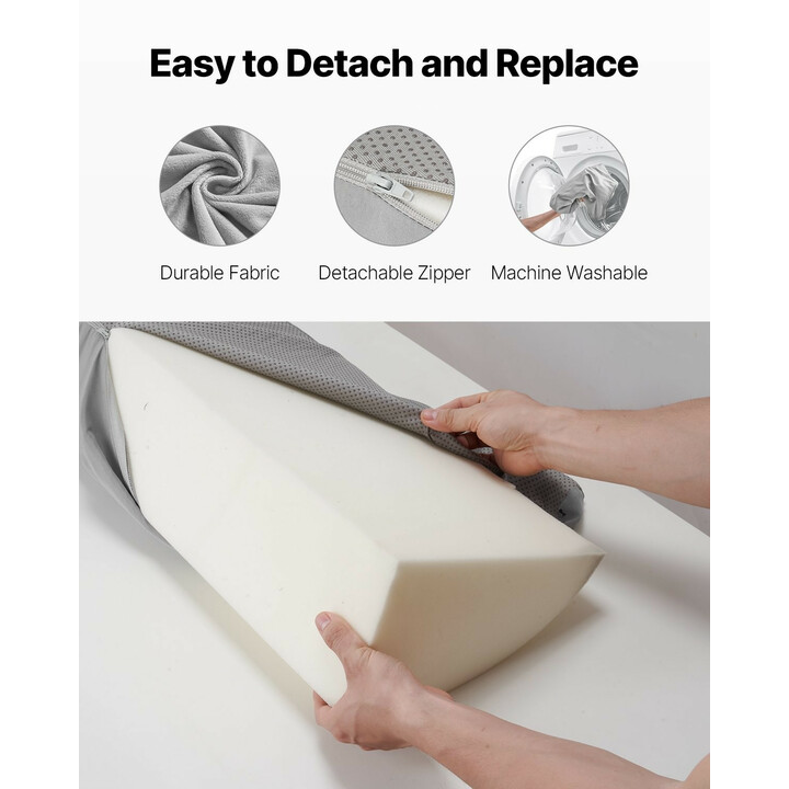 Sängynpäädyn välikappaletyyny 1829 x 255 x 152 mm, 25D vaahtomuovia, harmaa, sivutaskulla