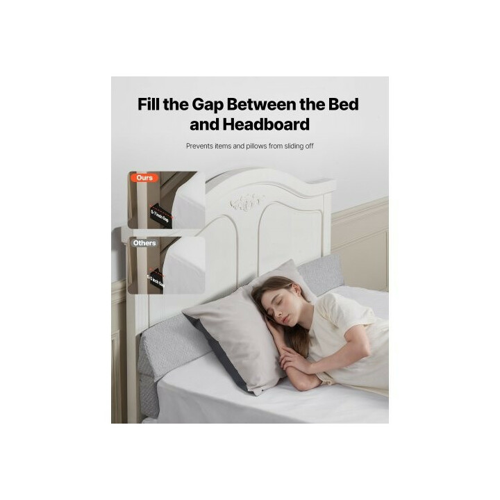 Sängynpäädyn rakotyyny kiilatyyny 1525 x 152 x 152 mm, 25D-vaahto, harmaa, liukuestepohja