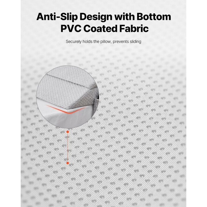 Sängynpäädyn rakoa täyttävä kiilatyyny JXZ-6 1930 x 255 x 152 mm 25D vaahto harmaa sivutaskulla