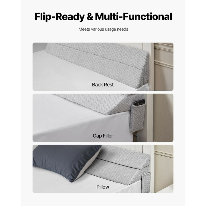 Sängynpäädyn ja patjan välin täytepäätytyyny 1524 x 245 x 152 mm, 25D vaahto, harmaa