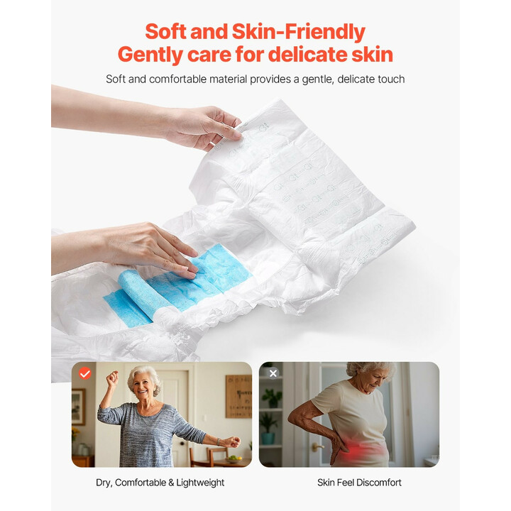 Aikuisten teippivaipat, unisex, erittäin imukykyiset, koko L, 2700 ml, 40 kpl