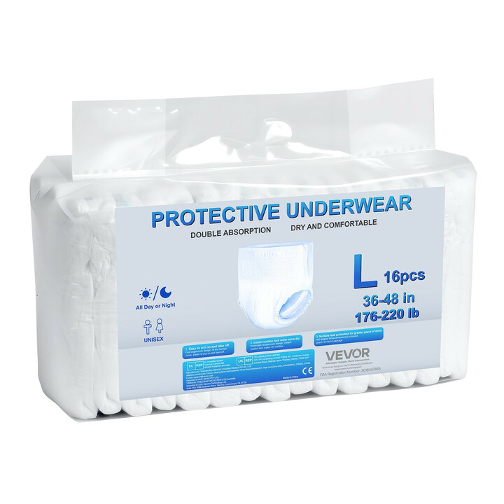 Engångsbruk skyddande underkläder för vuxna hög absorptionskapacitet 1000 ml unisex storlek L 64 st
