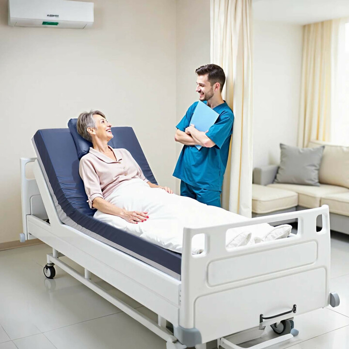 Hoitopatja sairaalasänkyyn 295 kg, kaksikerroksinen vaahtomuovi, vedenpitävä PU-päällinen, 2030 x 1067 x 153 mm