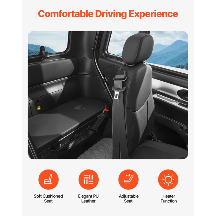 3-pyöräinen suljettu sähköskootteri aikuisille ja senioreille, 3-istuiminen, 1500W, 60 km toimintasäde, kantavuus 295 kg