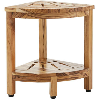 TE23K1001 teak kulmasuihkupenkki hyllyllä 100 teak puu säädettävät jalat kylpyhuoneeseen