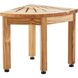 Kulmaan sijoitettava teak suihkupenkki hyllyllä 292 292 316 mm 100 teak puu max 136 kg sisä ja ulkokäyttöön
