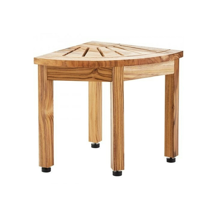 Kulmaan sijoitettava teak suihkupenkki hyllyllä 292 292 316 mm 100 teak puu max 136 kg sisä ja ulkokäyttöön