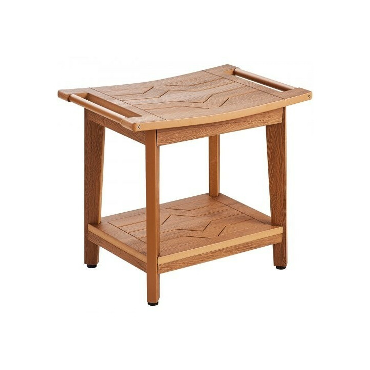 Poly Lumber suihkupenkki WS SS2 01 530 x 355 x 470 mm säilytystaso säädettävät jalat teak