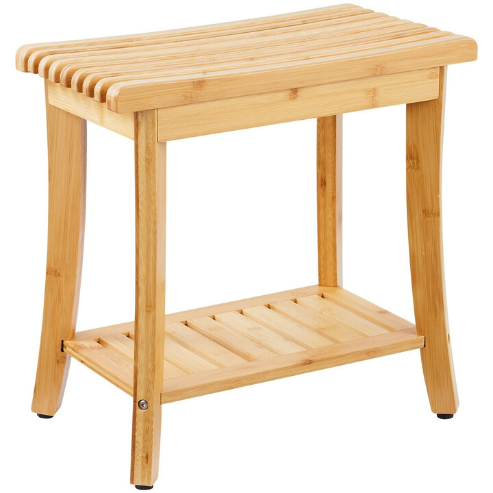Bambuinen suihkupenkki B3502 485 x 288 x 465 cm 2 tasoinen luonnollinen bambu