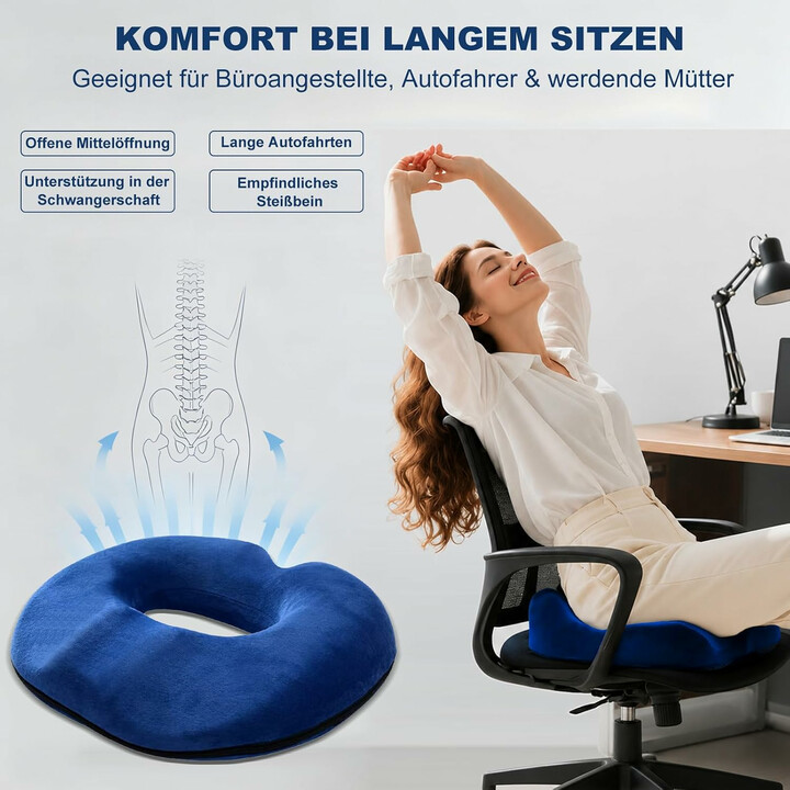 Ergonomisk sittkudde med ringform för bekvämare sittande