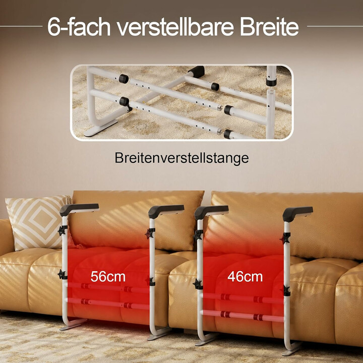 Höjd- och breddjusterbart uppresningsstöd för soffa