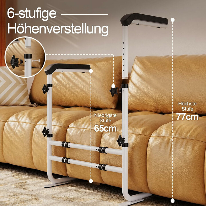 Höjd- och breddjusterbart uppresningsstöd för soffa