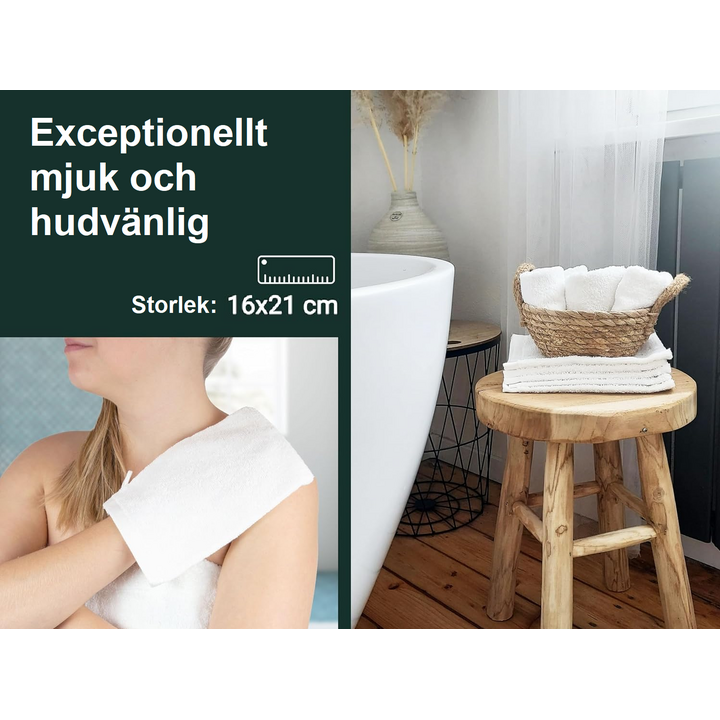 Tvättvante i 100 % bomull, hög kvalitet, maskintvätt 95 °C